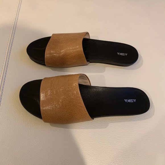 Aska Collection Camel Lizard Ellery Slides - Picture 1 of 11